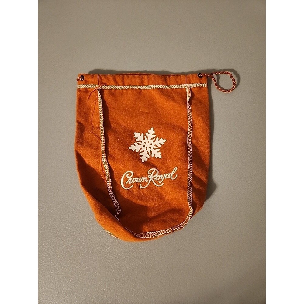 Crown Royal Salted Caramel 750ml Drawstring Bag 9" Burnt Orange Snowflake